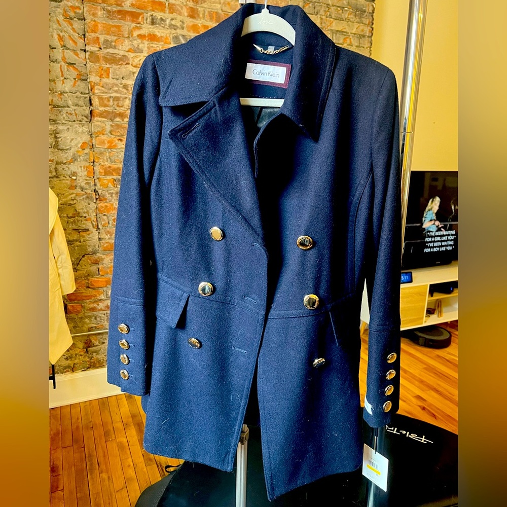 Navy blue Calvin Klein wool coat